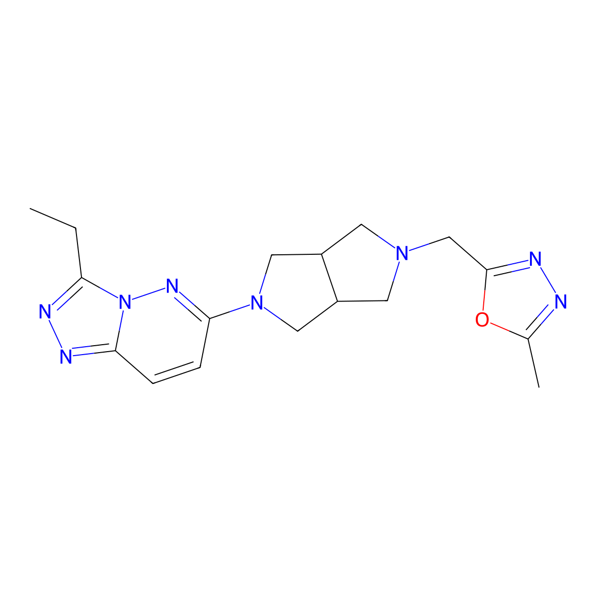 2-[(5-{3-Ethyl-[1,2,4]triazolo[4,3-b]pyridazin-6-yl}-octahydropyrrolo[3,4-c]pyrrol-2-yl)methyl]-5-methyl-1,3,4-oxadiazole molecular structure, CAS 2742068-05-7