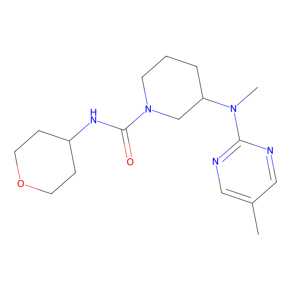 3-[methyl(5-methylpyrimidin-2-yl)amino]-N-(oxan-4-yl)piperidine-1-carboxamide molecular structure, CAS 2742068-07-9
