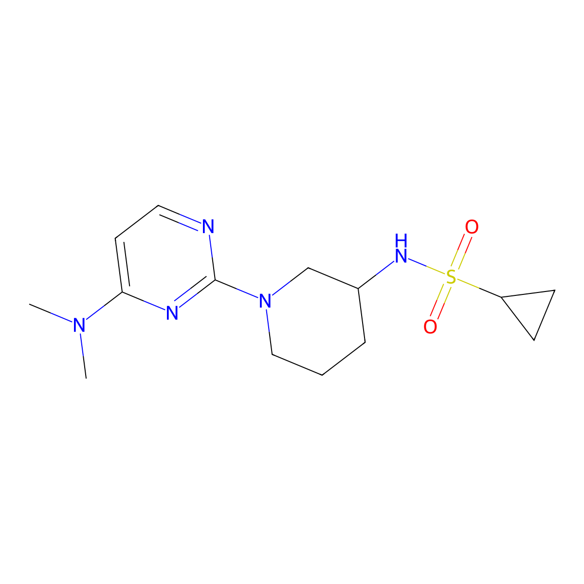 N-{1-[4-(dimethylamino)pyrimidin-2-yl]piperidin-3-yl}cyclopropanesulfonamide molecular structure, CAS 2742068-08-0