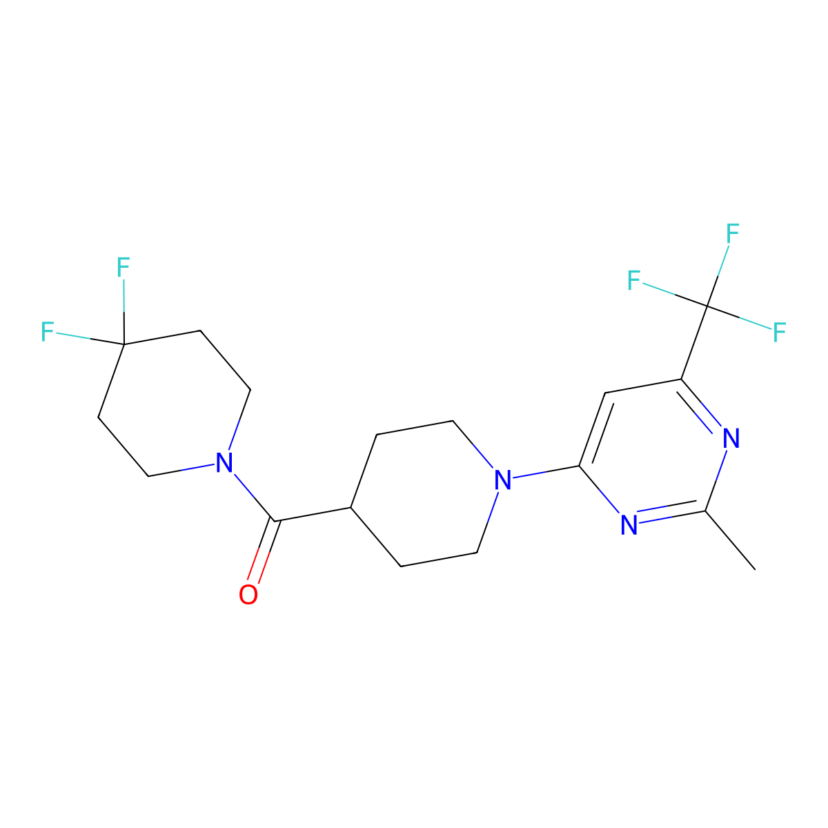 4-[4-(4,4-Difluoropiperidine-1-carbonyl)piperidin-1-yl]-2-methyl-6-(trifluoromethyl)pyrimidine molecular structure, CAS 2742068-09-1