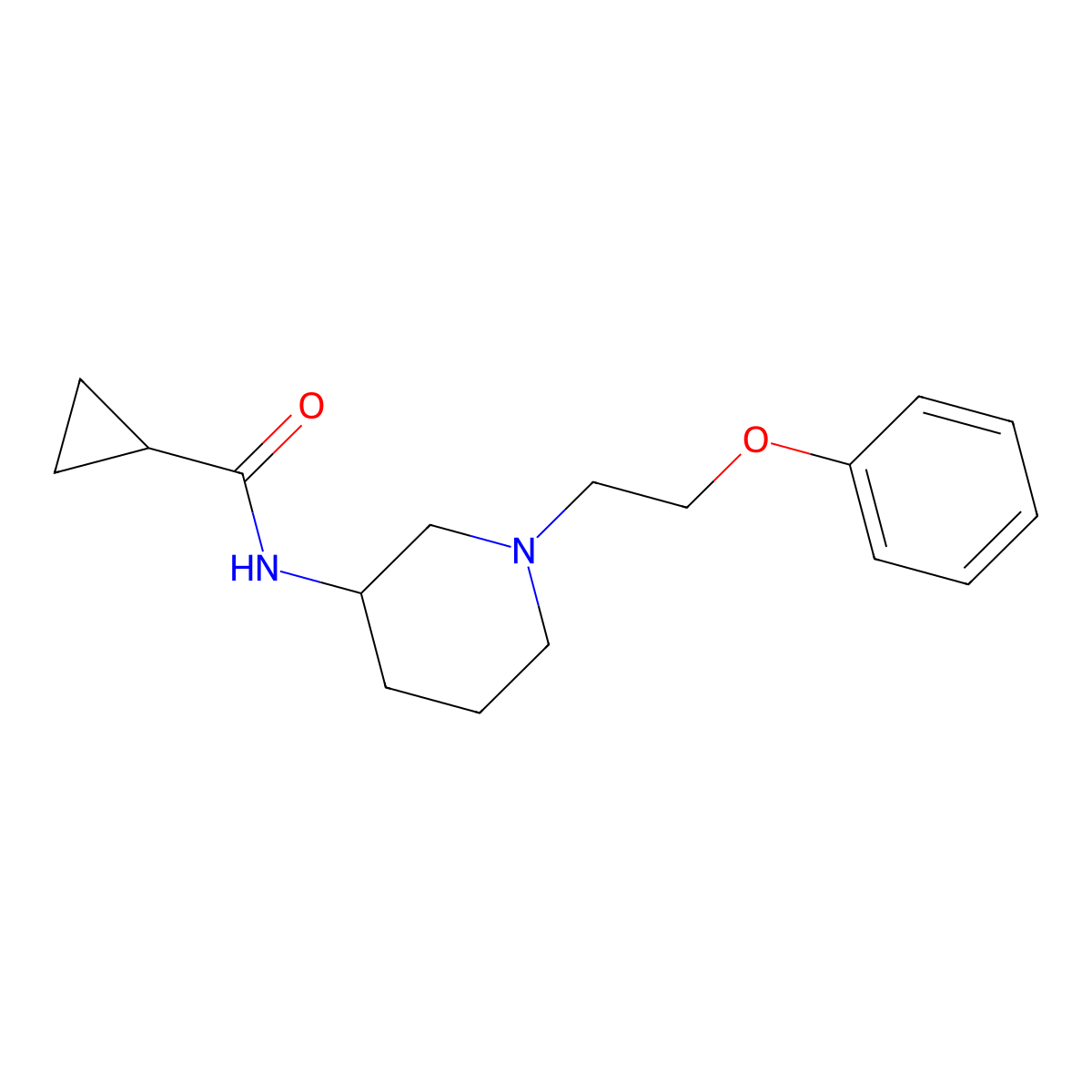 N-[1-(2-phenoxyethyl)piperidin-3-yl]cyclopropanecarboxamide molecular structure, CAS 2742068-14-8