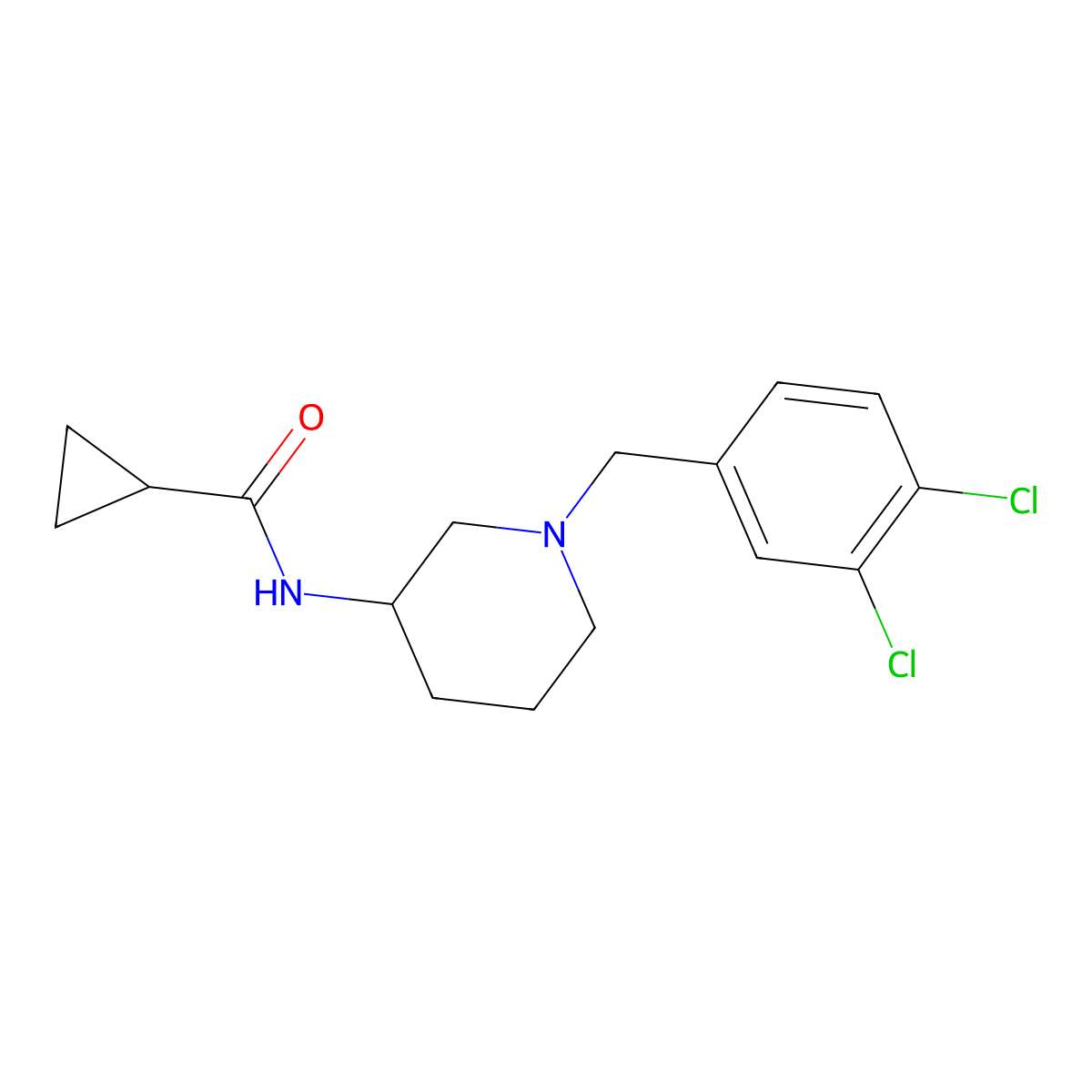 N-{1-[(3,4-dichlorophenyl)methyl]piperidin-3-yl}cyclopropanecarboxamide molecular structure, CAS 2742068-17-1