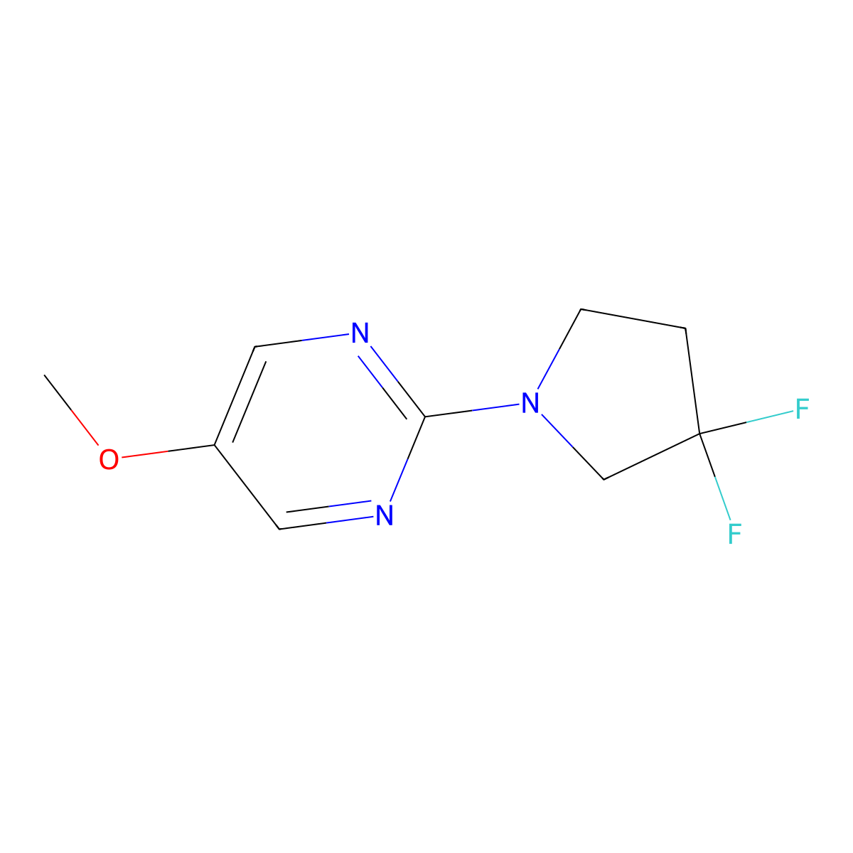 2-(3,3-Difluoropyrrolidin-1-yl)-5-methoxypyrimidine molecular structure, CAS 2742068-22-8