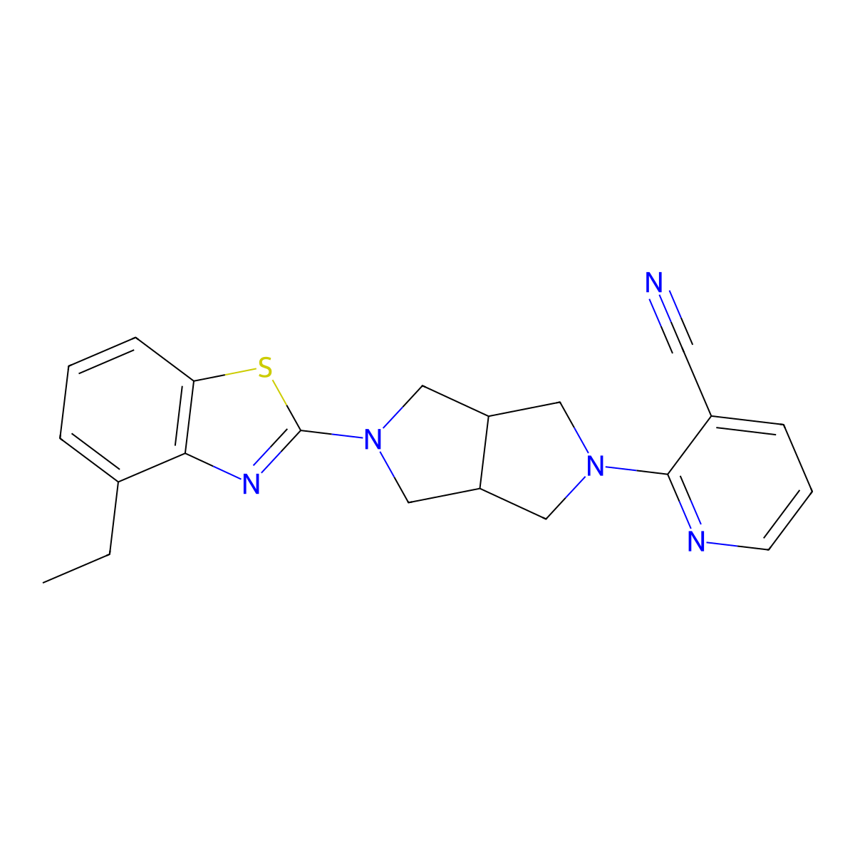 2-[5-(4-Ethyl-1,3-benzothiazol-2-yl)-octahydropyrrolo[3,4-c]pyrrol-2-yl]pyridine-3-carbonitrile molecular structure, CAS 2742068-23-9