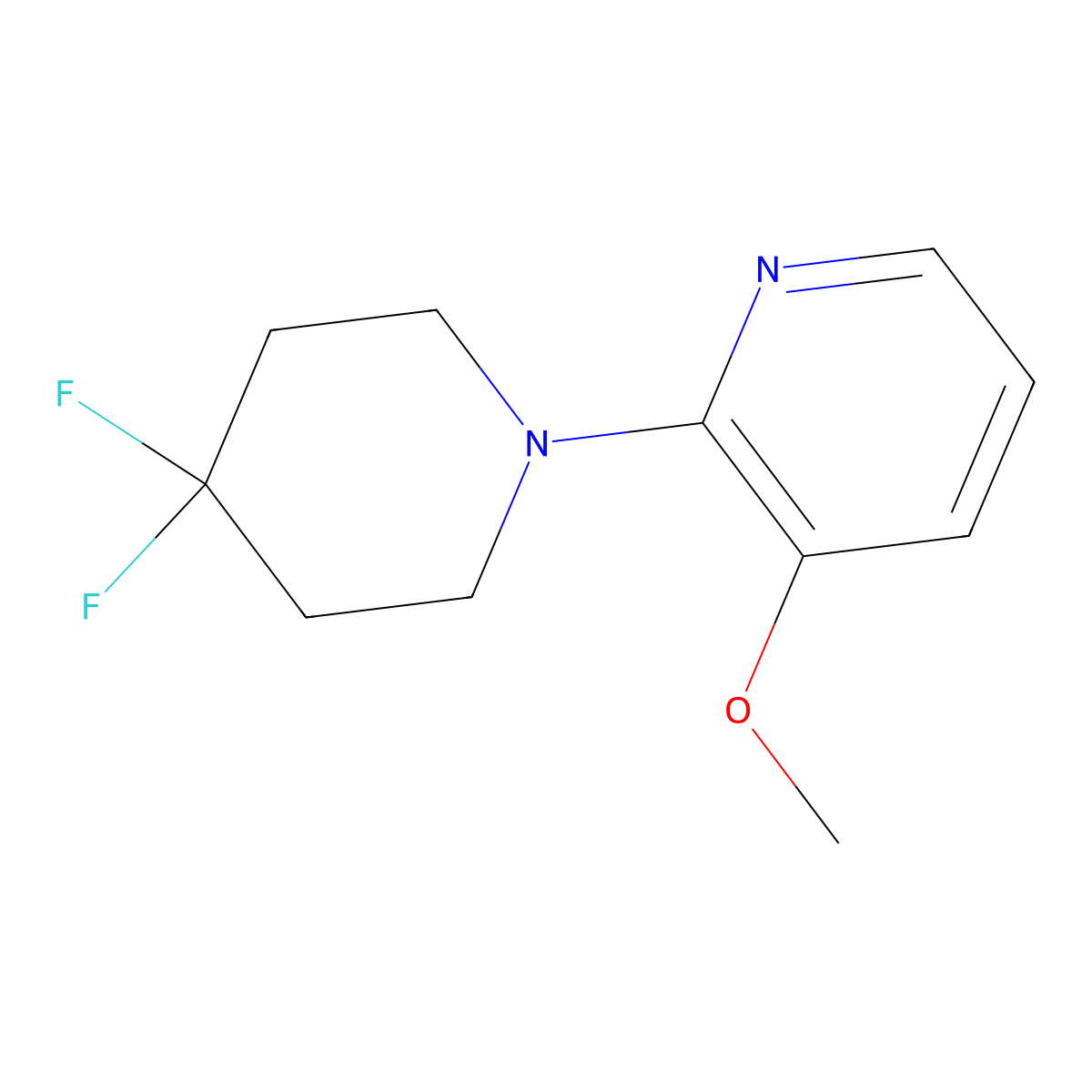 2-(4,4-Difluoropiperidin-1-yl)-3-methoxypyridine molecular structure, CAS 2742068-24-0