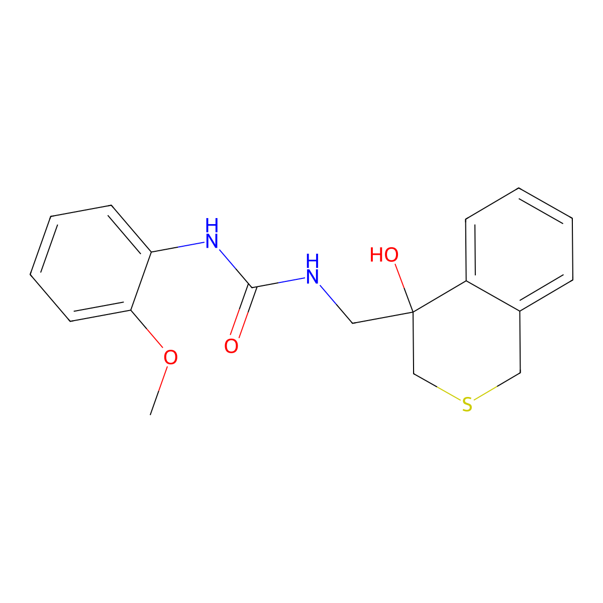 3-[(4-hydroxy-3,4-dihydro-1H-2-benzothiopyran-4-yl)methyl]-1-(2-methoxyphenyl)urea molecular structure, CAS 2742068-25-1