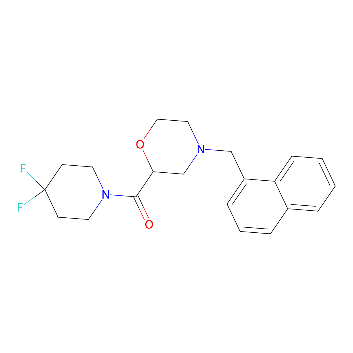 2-(4,4-Difluoropiperidine-1-carbonyl)-4-[(naphthalen-1-yl)methyl]morpholine molecular structure, CAS 2742068-29-5