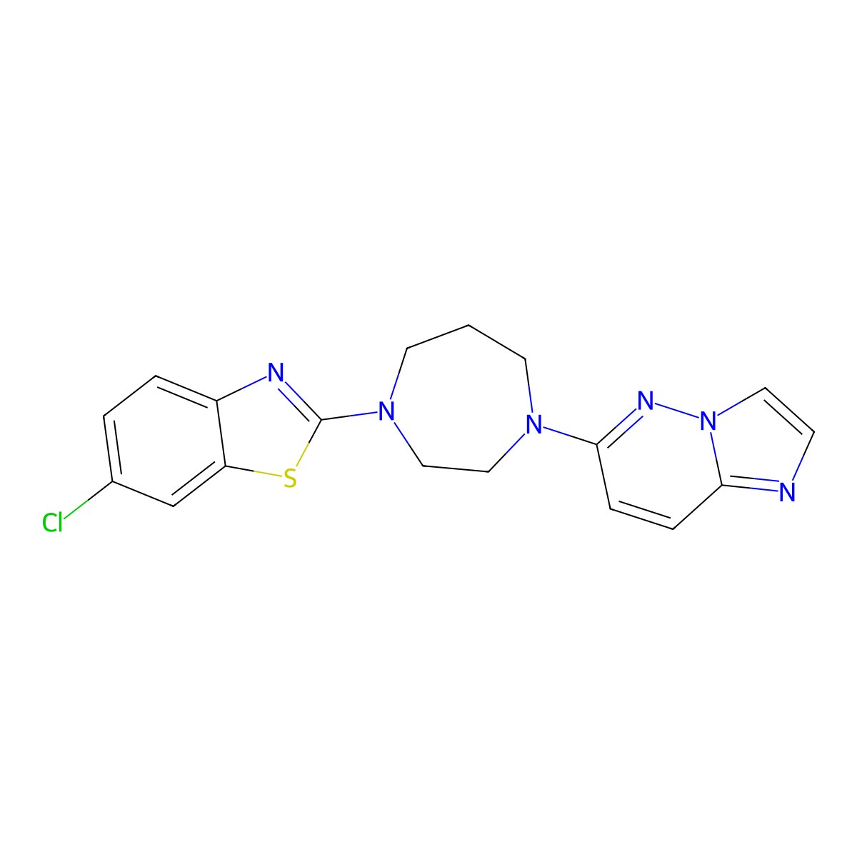 6-Chloro-2-(4-{imidazo[1,2-b]pyridazin-6-yl}-1,4-diazepan-1-yl)-1,3-benzothiazole molecular structure, CAS 2742068-31-9