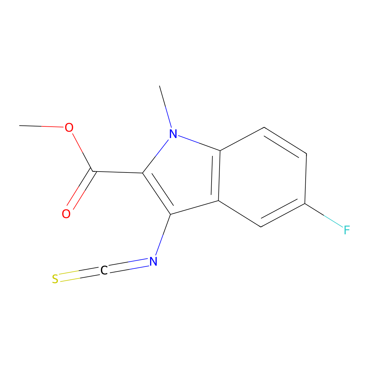 methyl 5-fluoro-3-isothiocyanato-1-methyl-1H-indole-2-carboxylate molecular structure, CAS 2742068-34-2