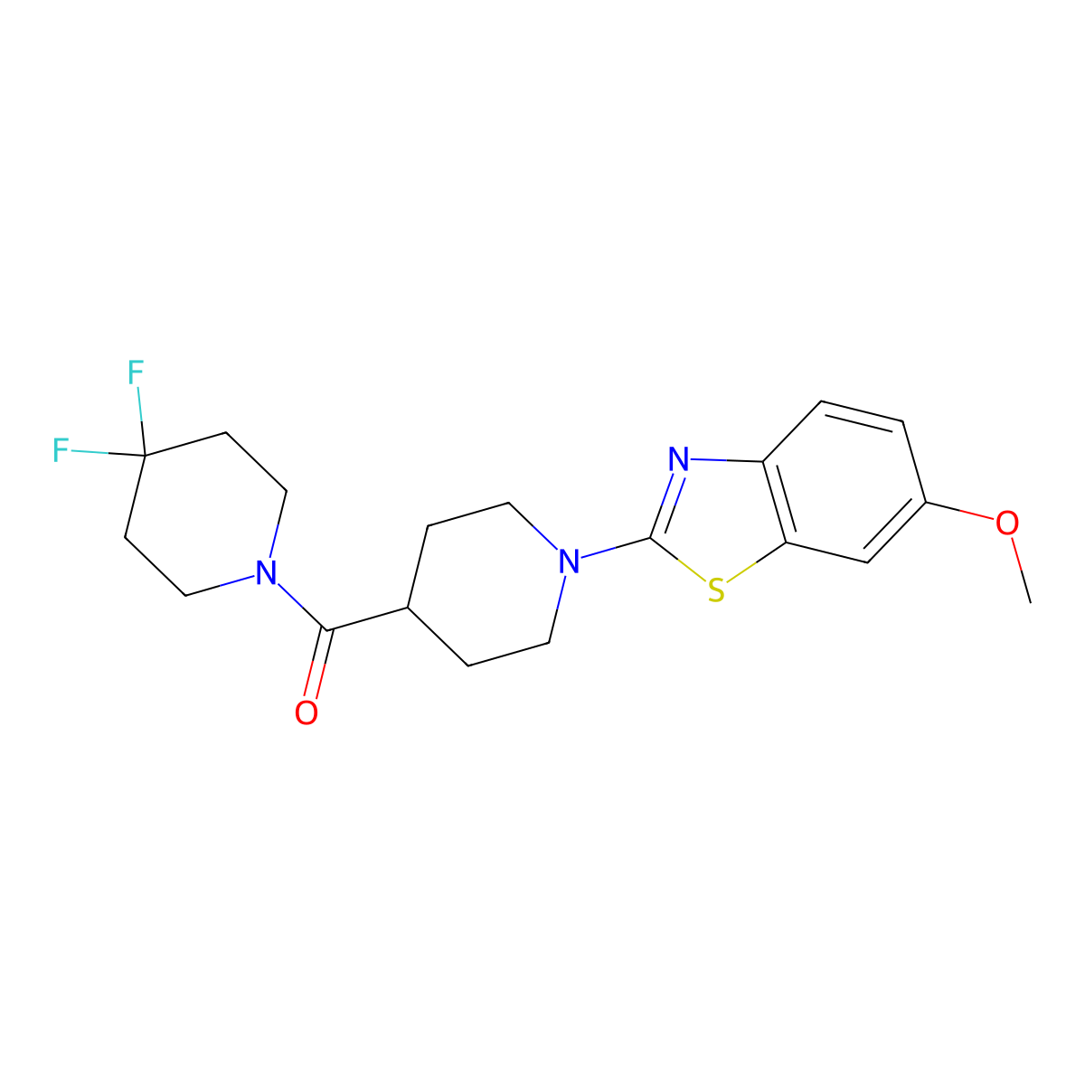 2-[4-(4,4-Difluoropiperidine-1-carbonyl)piperidin-1-yl]-6-methoxy-1,3-benzothiazole molecular structure, CAS 2742068-41-1