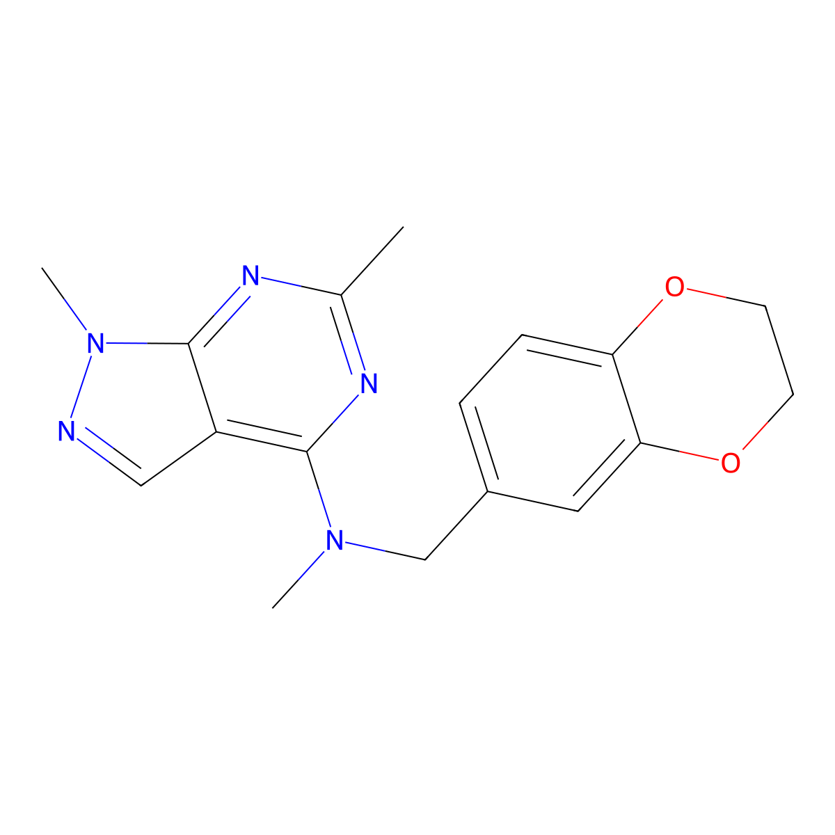 N-[(2,3-dihydro-1,4-benzodioxin-6-yl)methyl]-N,1,6-trimethyl-1H-pyrazolo[3,4-d]pyrimidin-4-amine molecular structure, CAS 2742068-42-2