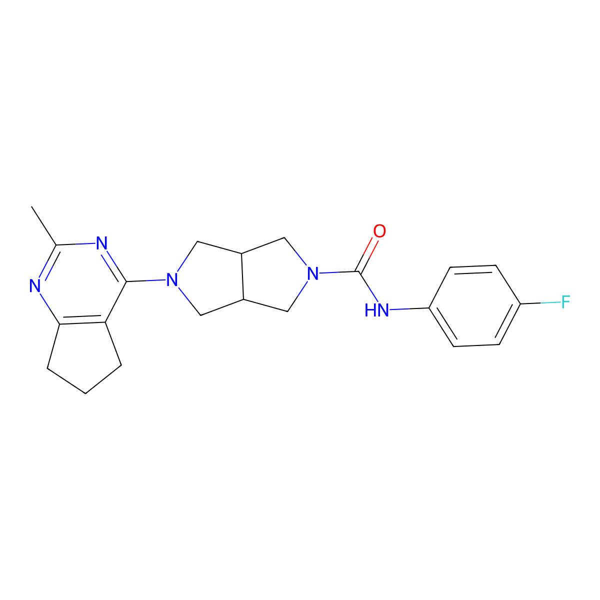 N-(4-fluorophenyl)-5-{2-methyl-5H,6H,7H-cyclopenta[d]pyrimidin-4-yl}-octahydropyrrolo[3,4-c]pyrrole-2-carboxamide molecular structure, CAS 2742068-47-7