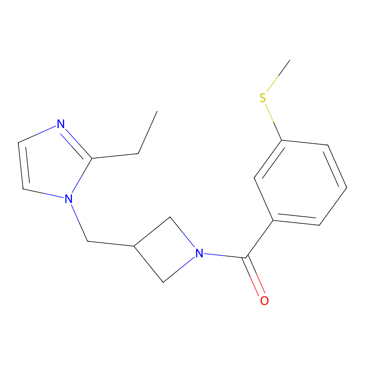 2-ethyl-1-({1-[3-(methylsulfanyl)benzoyl]azetidin-3-yl}methyl)-1H-imidazole molecular structure, CAS 2742068-51-3