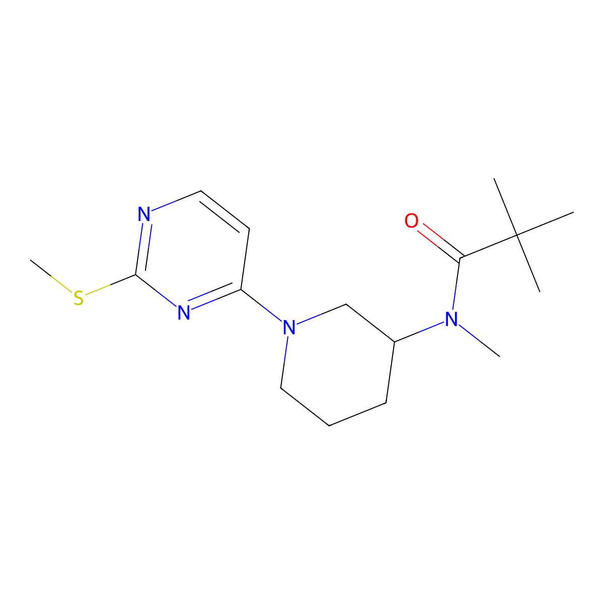 N,2,2-trimethyl-N-{1-[2-(methylsulfanyl)pyrimidin-4-yl]piperidin-3-yl}propanamide molecular structure, CAS 2742068-52-4