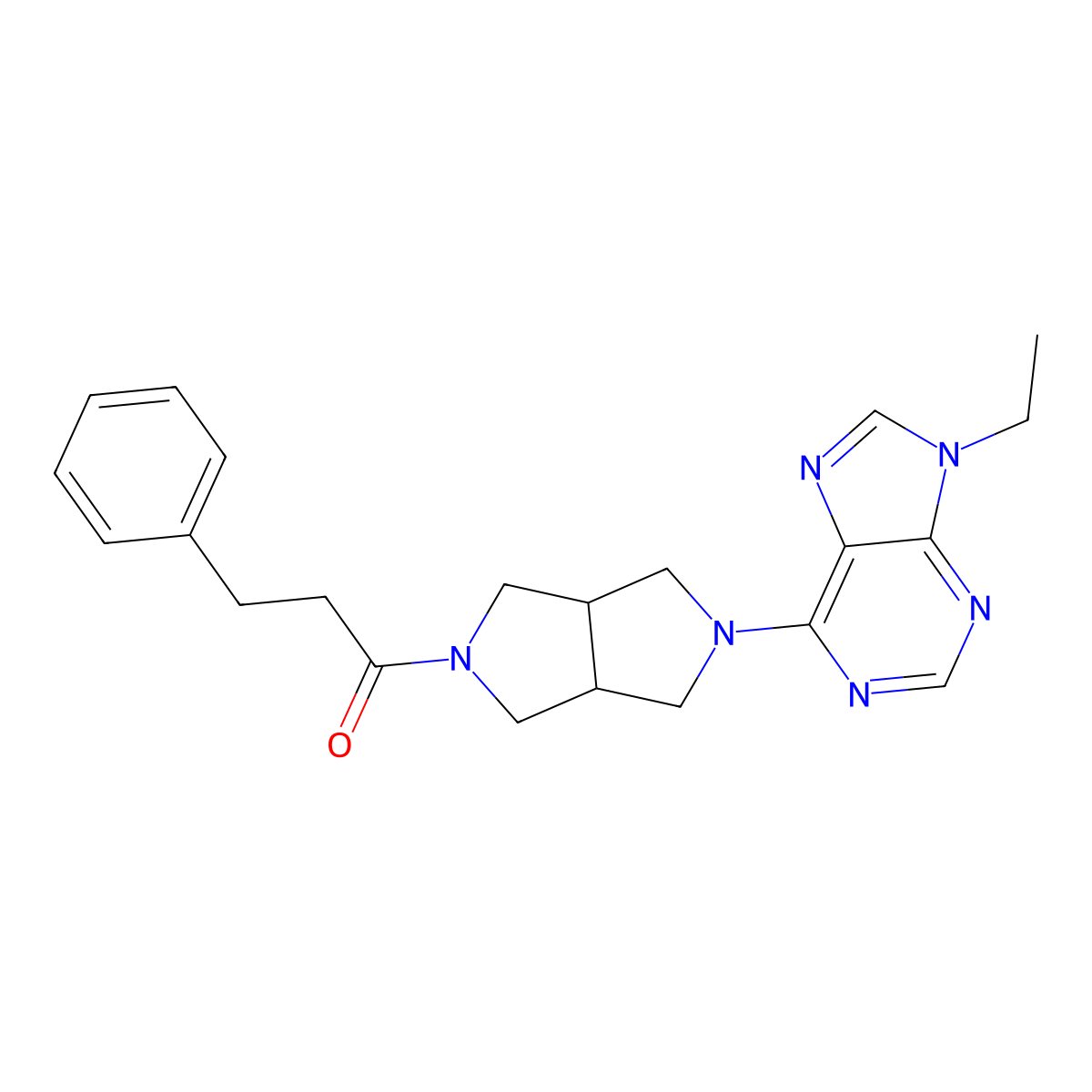 1-[5-(9-ethyl-9H-purin-6-yl)-octahydropyrrolo[3,4-c]pyrrol-2-yl]-3-phenylpropan-1-one molecular structure, CAS 2742068-54-6