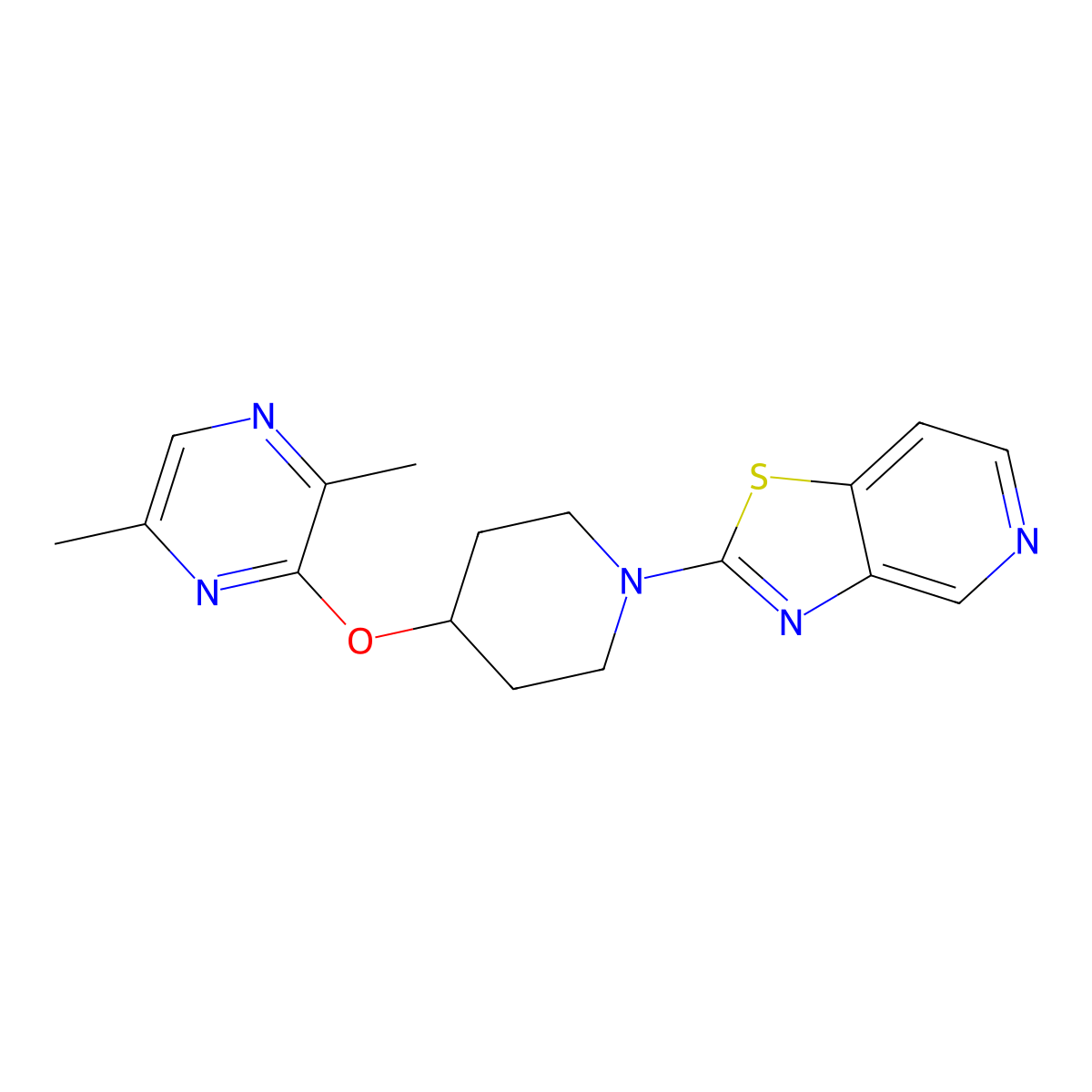 2,5-Dimethyl-3-[(1-{[1,3]thiazolo[4,5-c]pyridin-2-yl}piperidin-4-yl)oxy]pyrazine molecular structure, CAS 2742068-55-7
