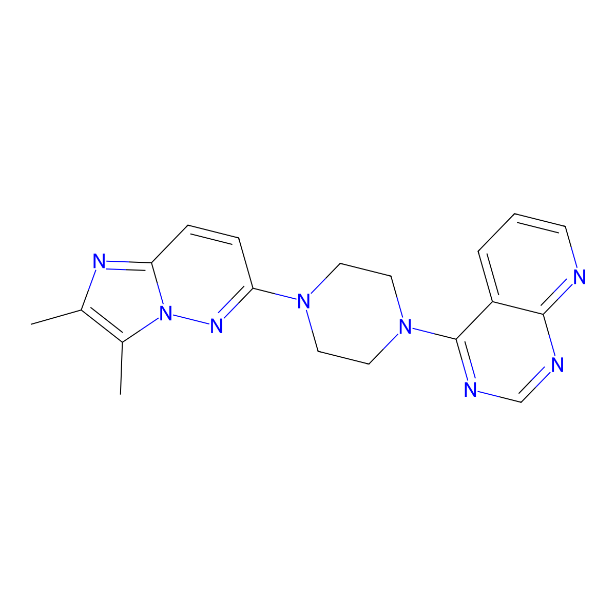 1-{2,3-Dimethylimidazo[1,2-b]pyridazin-6-yl}-4-{pyrido[2,3-d]pyrimidin-4-yl}piperazine molecular structure, CAS 2742068-57-9