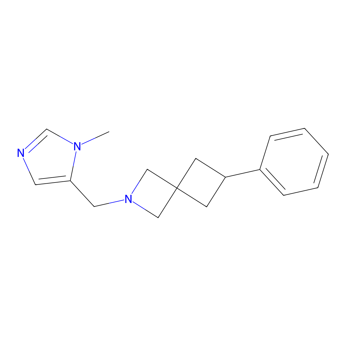 2-[(1-methyl-1H-imidazol-5-yl)methyl]-6-phenyl-2-azaspiro[3.3]heptane molecular structure, CAS 2742068-59-1