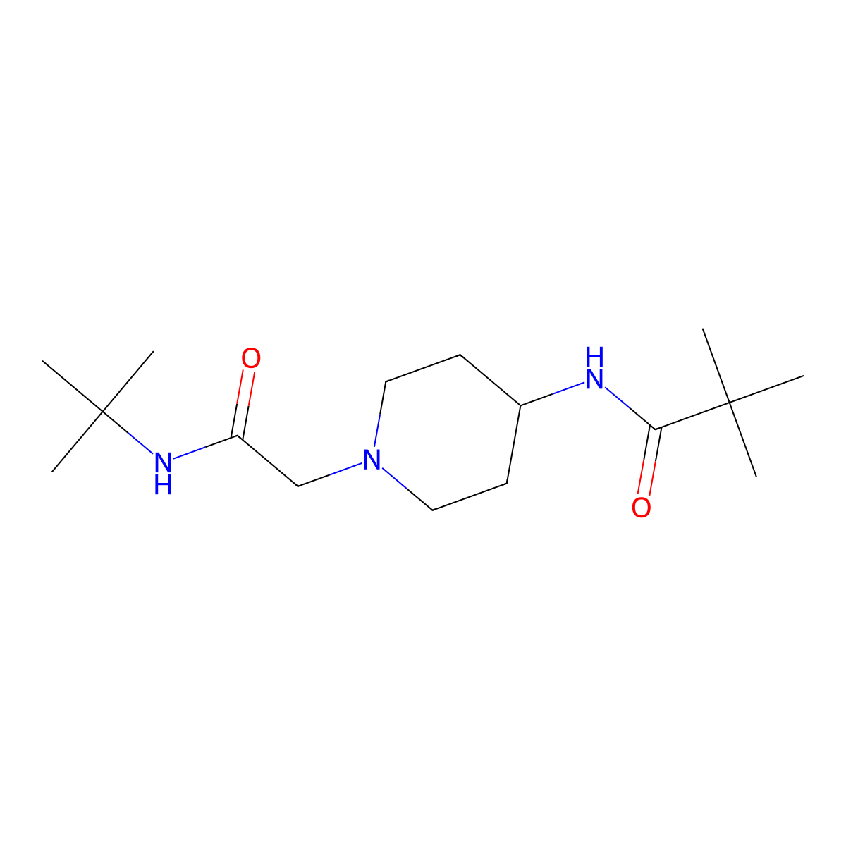 N-{1-[(tert-butylcarbamoyl)methyl]piperidin-4-yl}-2,2-dimethylpropanamide molecular structure, CAS 2742068-60-4