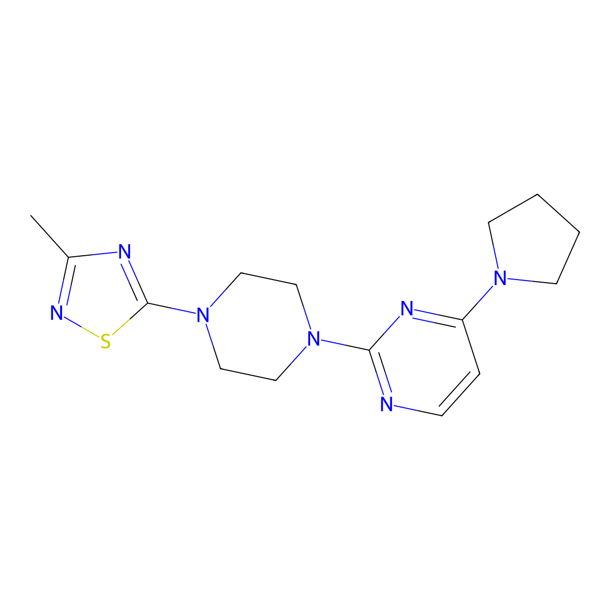 2-[4-(3-Methyl-1,2,4-thiadiazol-5-yl)piperazin-1-yl]-4-(pyrrolidin-1-yl)pyrimidine molecular structure, CAS 2742068-63-7