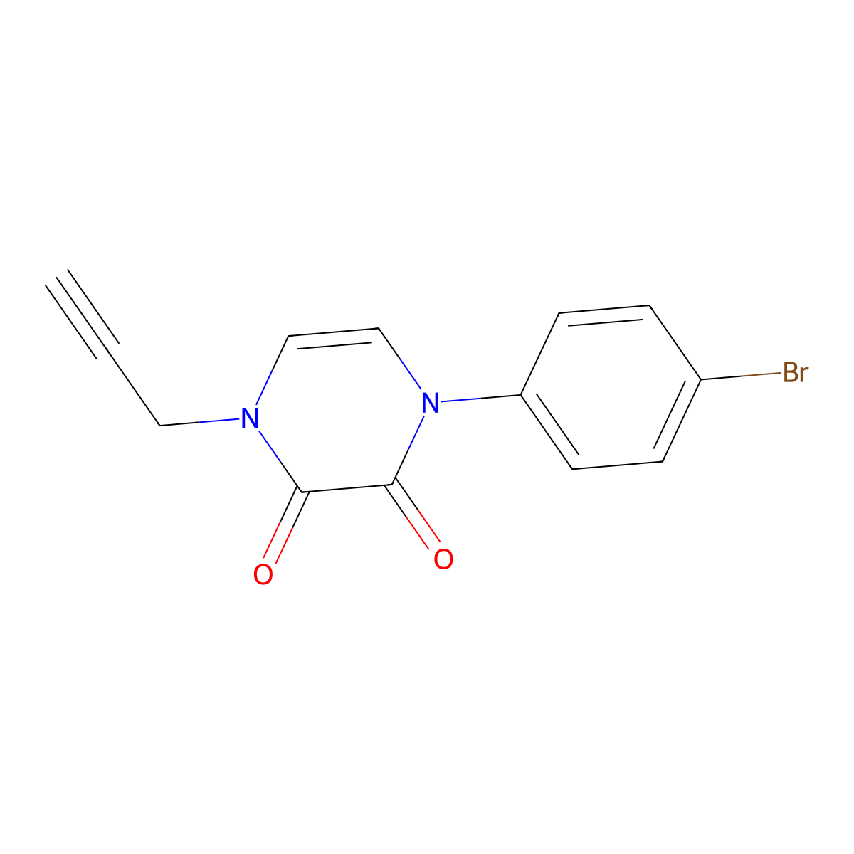 1-(4-Bromophenyl)-4-(prop-2-yn-1-yl)-1,2,3,4-tetrahydropyrazine-2,3-dione molecular structure, CAS 2742068-66-0