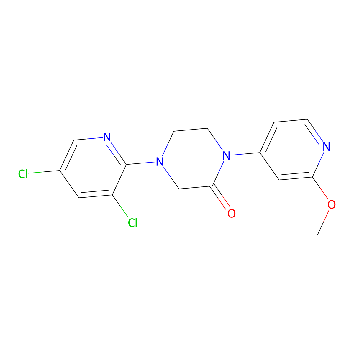 4-(3,5-Dichloropyridin-2-yl)-1-(2-methoxypyridin-4-yl)piperazin-2-one molecular structure, CAS 2742068-67-1