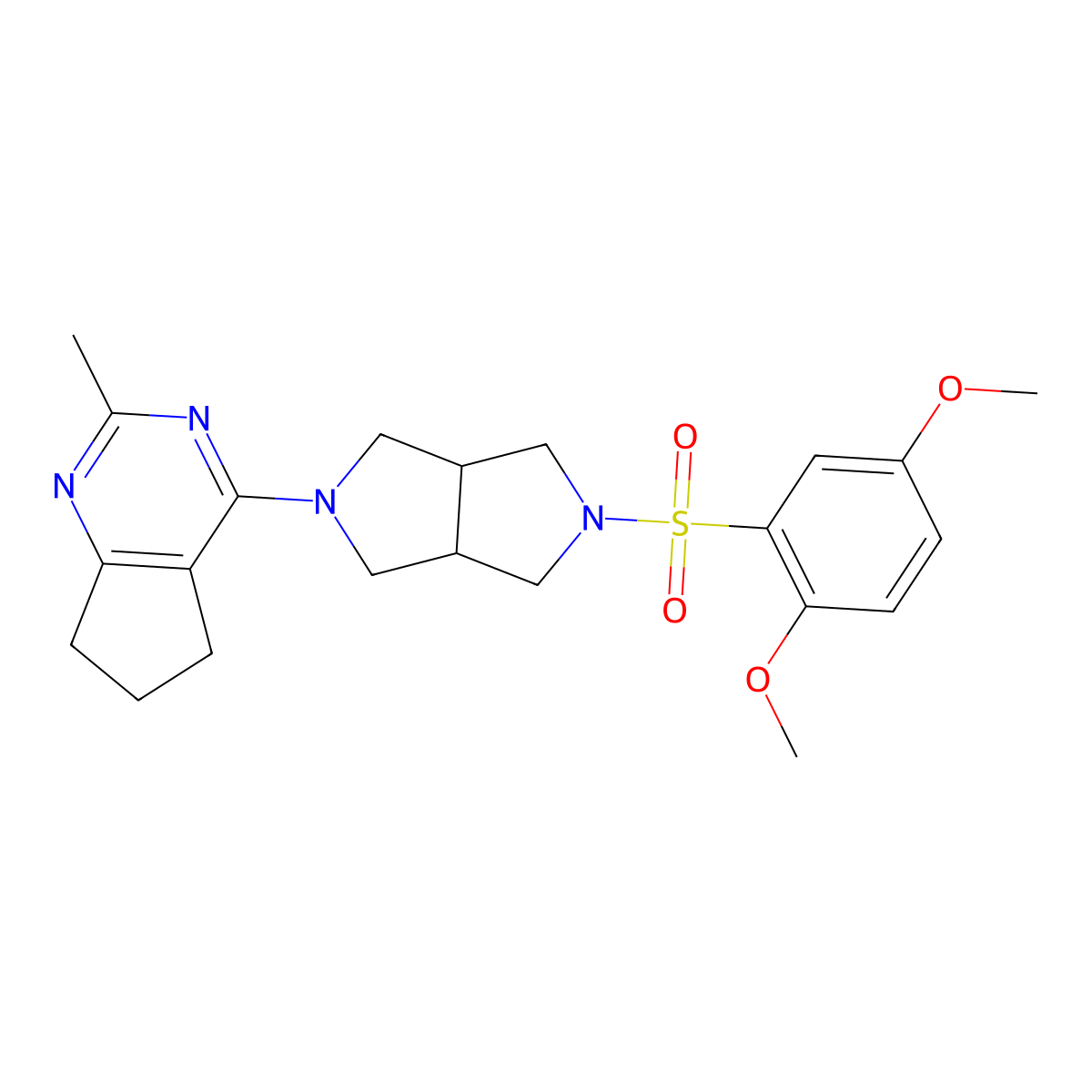 2-(2,5-dimethoxybenzenesulfonyl)-5-{2-methyl-5H,6H,7H-cyclopenta[d]pyrimidin-4-yl}-octahydropyrrolo[3,4-c]pyrrole molecular structure, CAS 2742068-68-2
