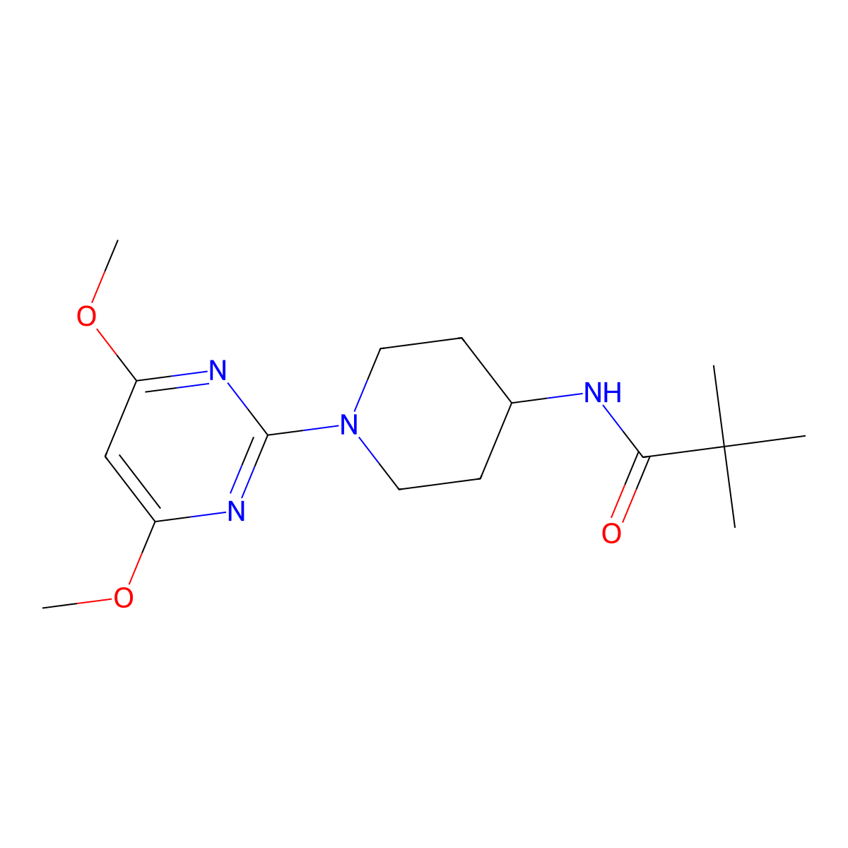 N-[1-(4,6-dimethoxypyrimidin-2-yl)piperidin-4-yl]-2,2-dimethylpropanamide molecular structure, CAS 2742068-71-7