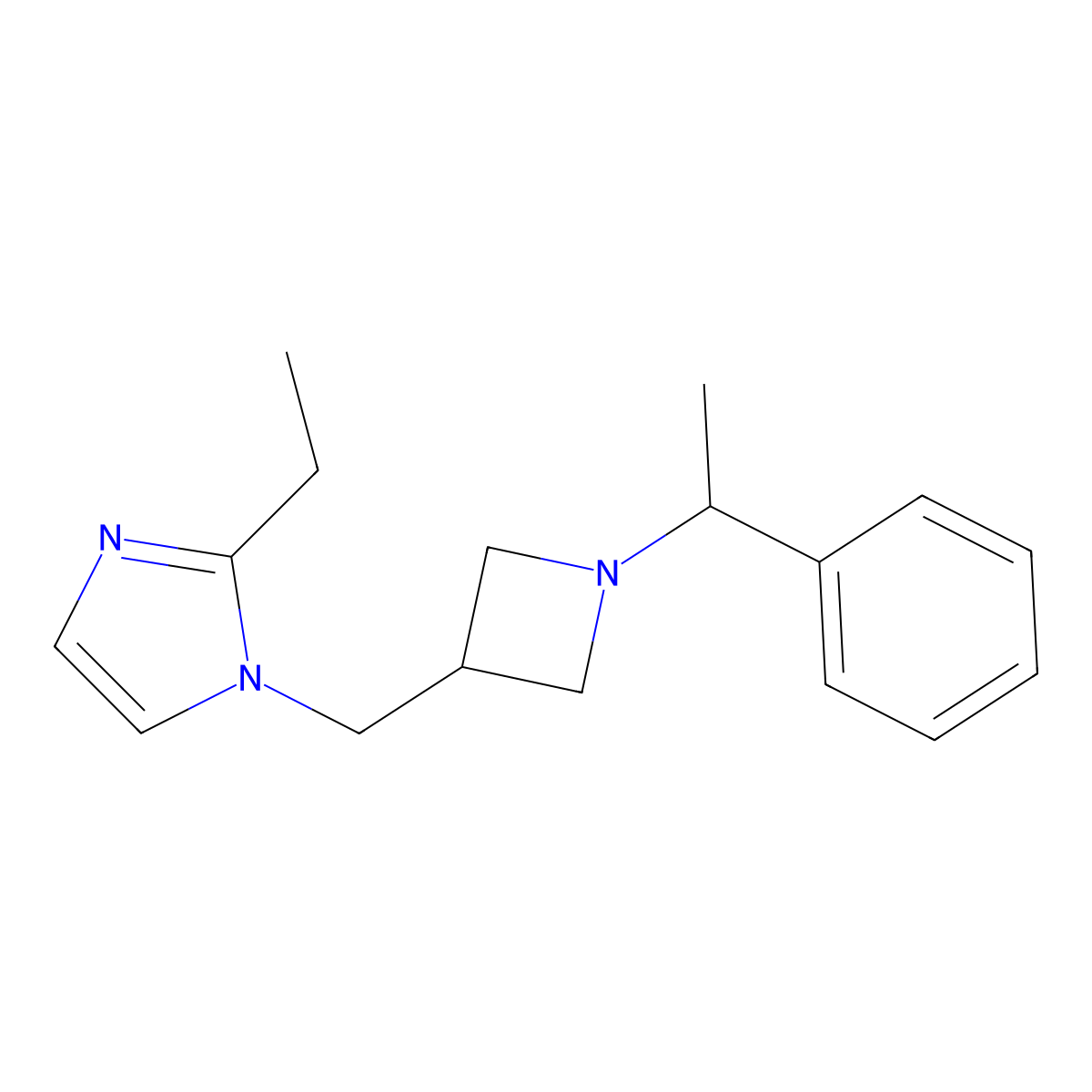 2-ethyl-1-{[1-(1-phenylethyl)azetidin-3-yl]methyl}-1H-imidazole molecular structure, CAS 2742068-83-1