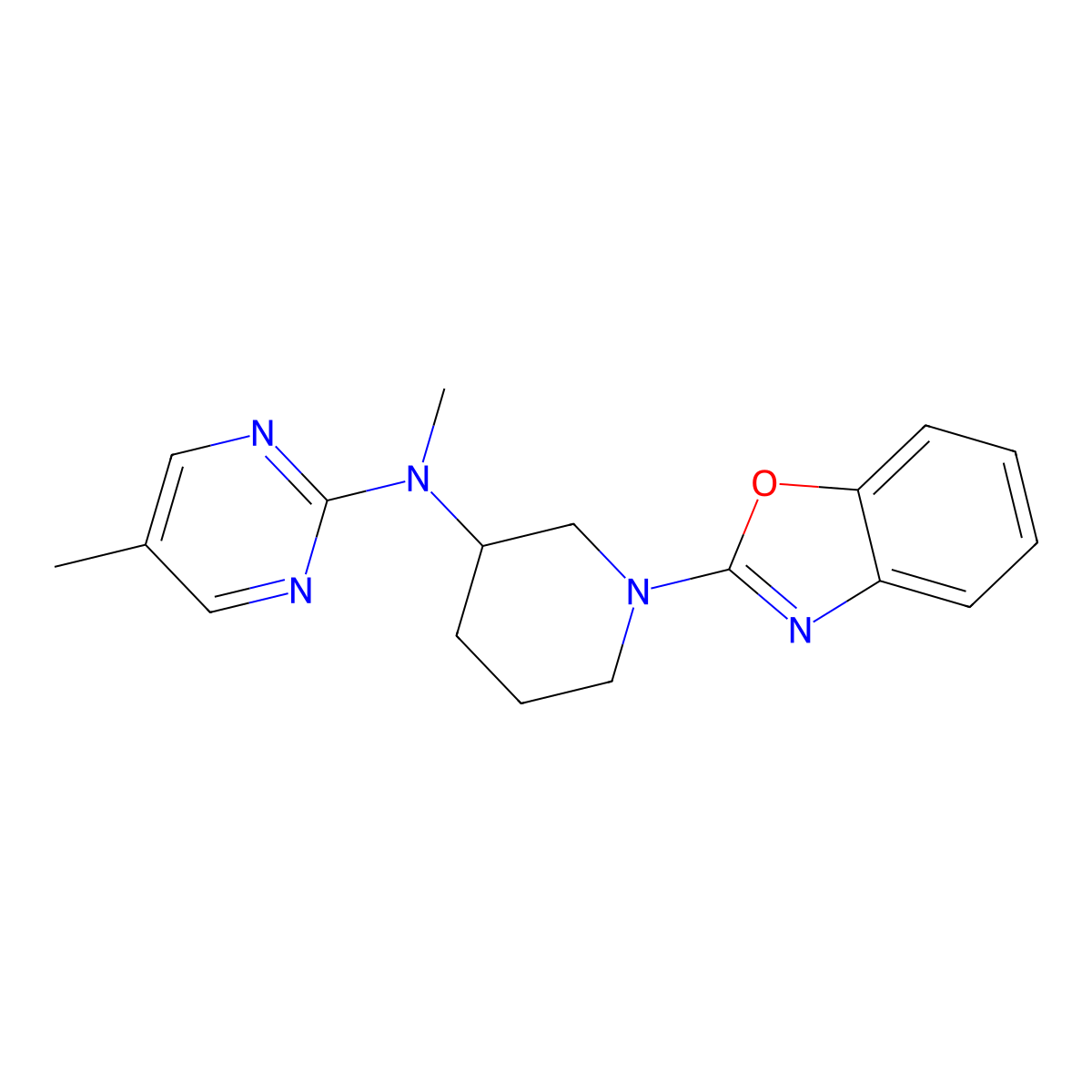 N-[1-(1,3-benzoxazol-2-yl)piperidin-3-yl]-N,5-dimethylpyrimidin-2-amine molecular structure, CAS 2742068-86-4