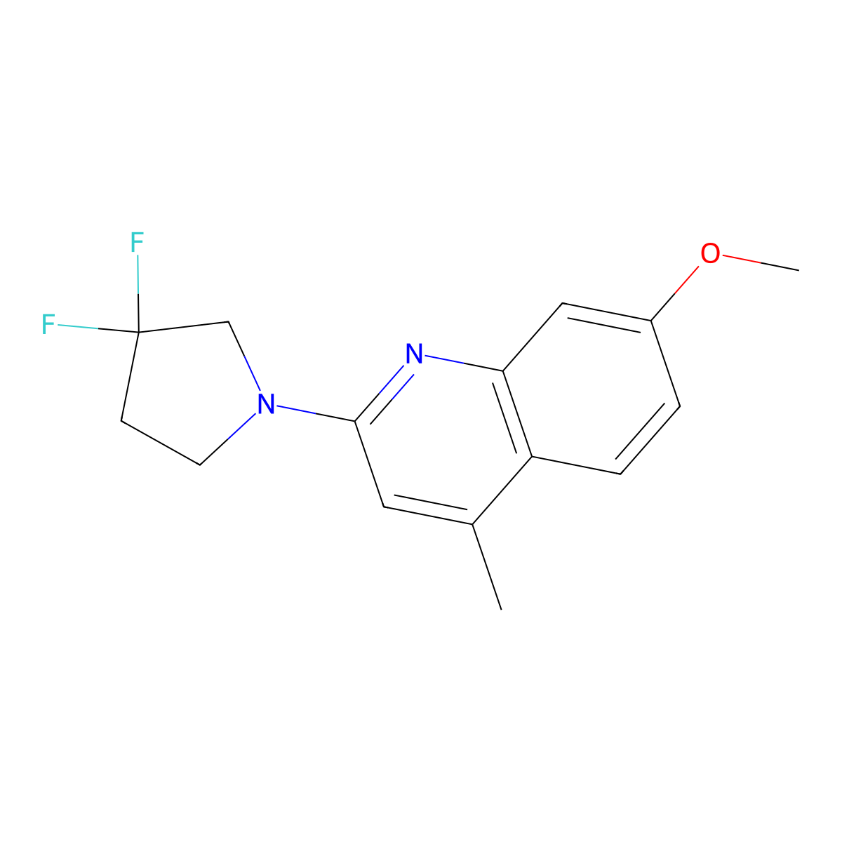 2-(3,3-Difluoropyrrolidin-1-yl)-7-methoxy-4-methylquinoline molecular structure, CAS 2742068-87-5