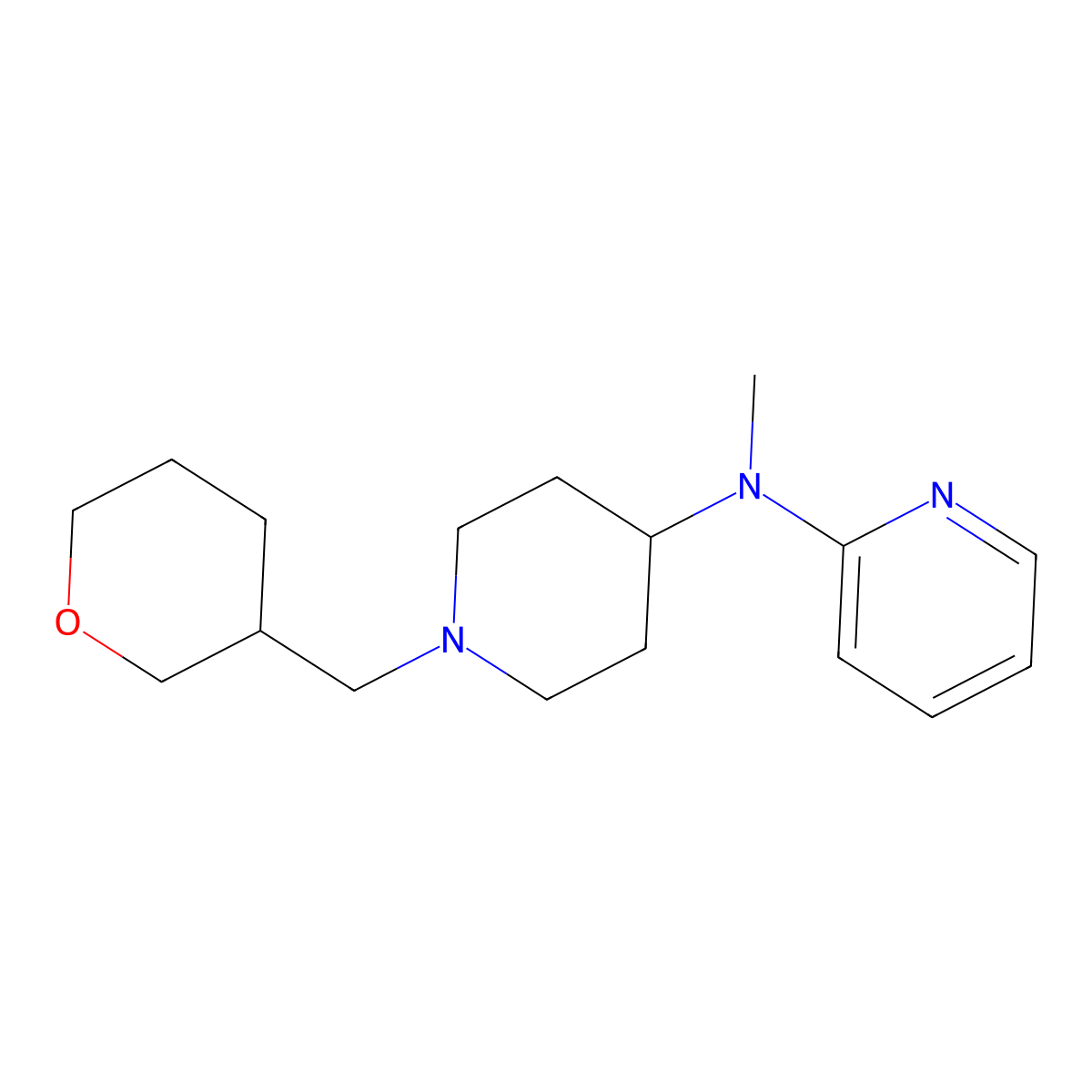 N-methyl-N-{1-[(oxan-3-yl)methyl]piperidin-4-yl}pyridin-2-amine molecular structure, CAS 2742068-89-7