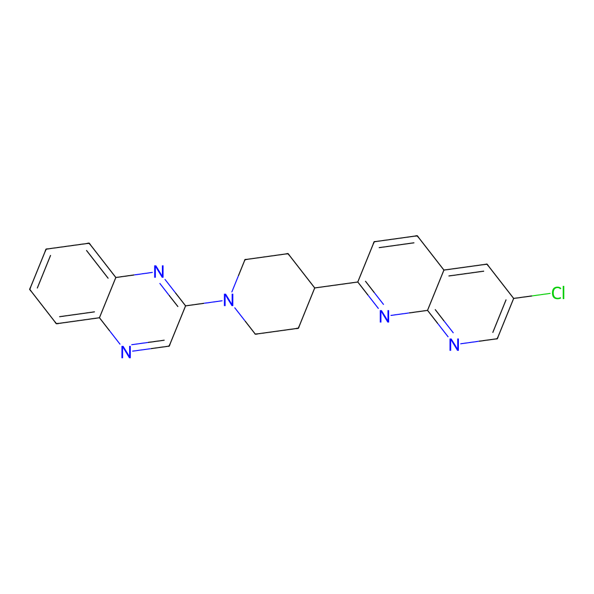 6-Chloro-2-[1-(quinoxalin-2-yl)piperidin-4-yl]-1,8-naphthyridine molecular structure, CAS 2742068-91-1