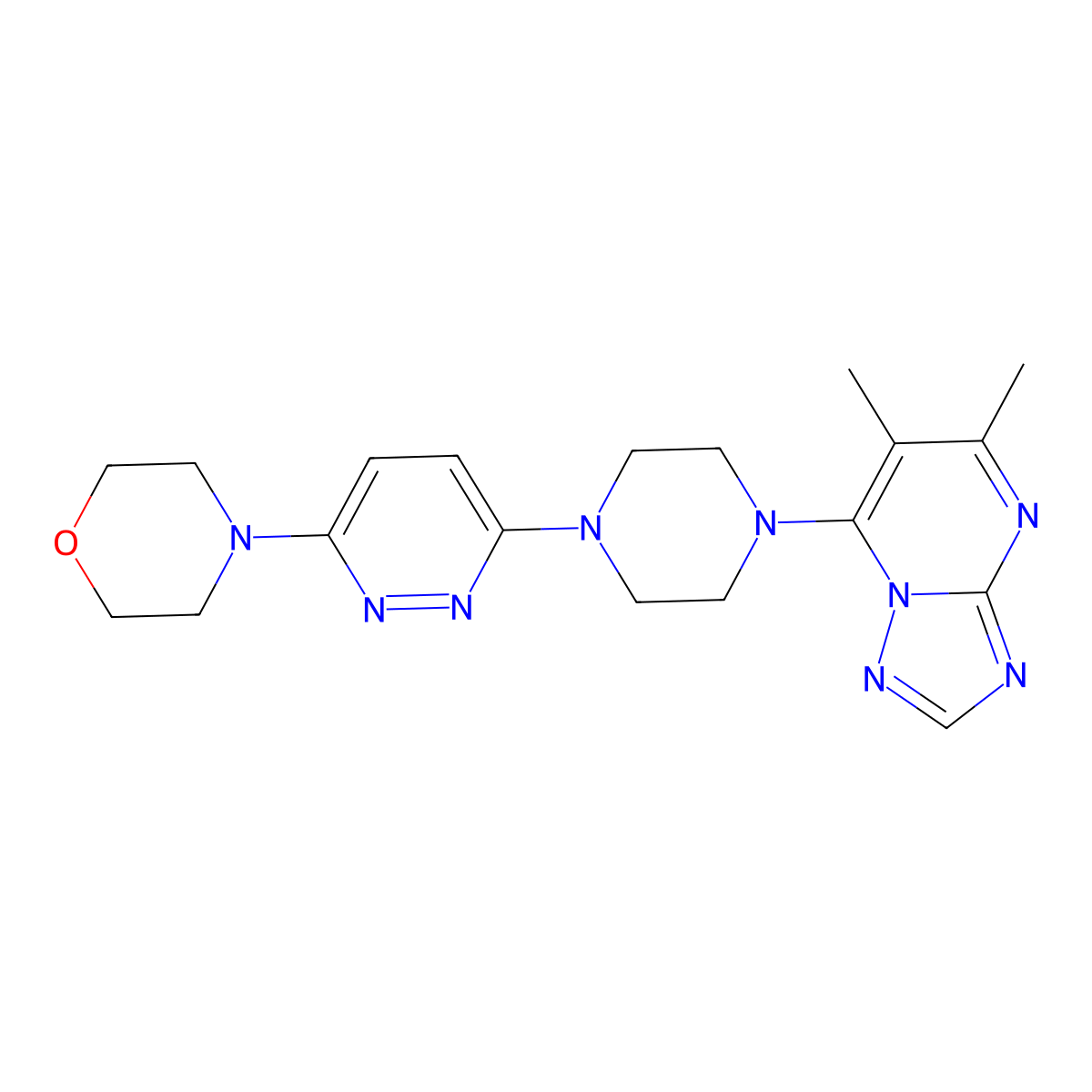 4-[6-(4-{5,6-Dimethyl-[1,2,4]triazolo[1,5-a]pyrimidin-7-yl}piperazin-1-yl)pyridazin-3-yl]morpholine molecular structure, CAS 2742068-96-6