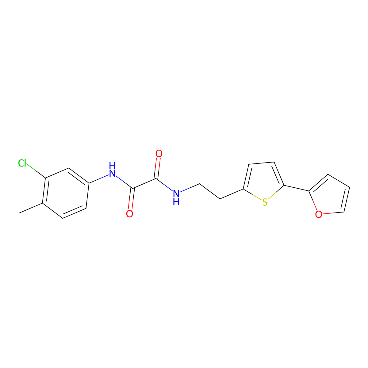 N'-(3-chloro-4-methylphenyl)-N-{2-[5-(furan-2-yl)thiophen-2-yl]ethyl}ethanediamide molecular structure, CAS 2742068-97-7
