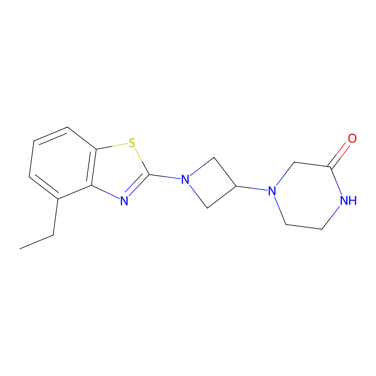 4-[1-(4-Ethyl-1,3-benzothiazol-2-yl)azetidin-3-yl]piperazin-2-one molecular structure, CAS 2742069-01-6