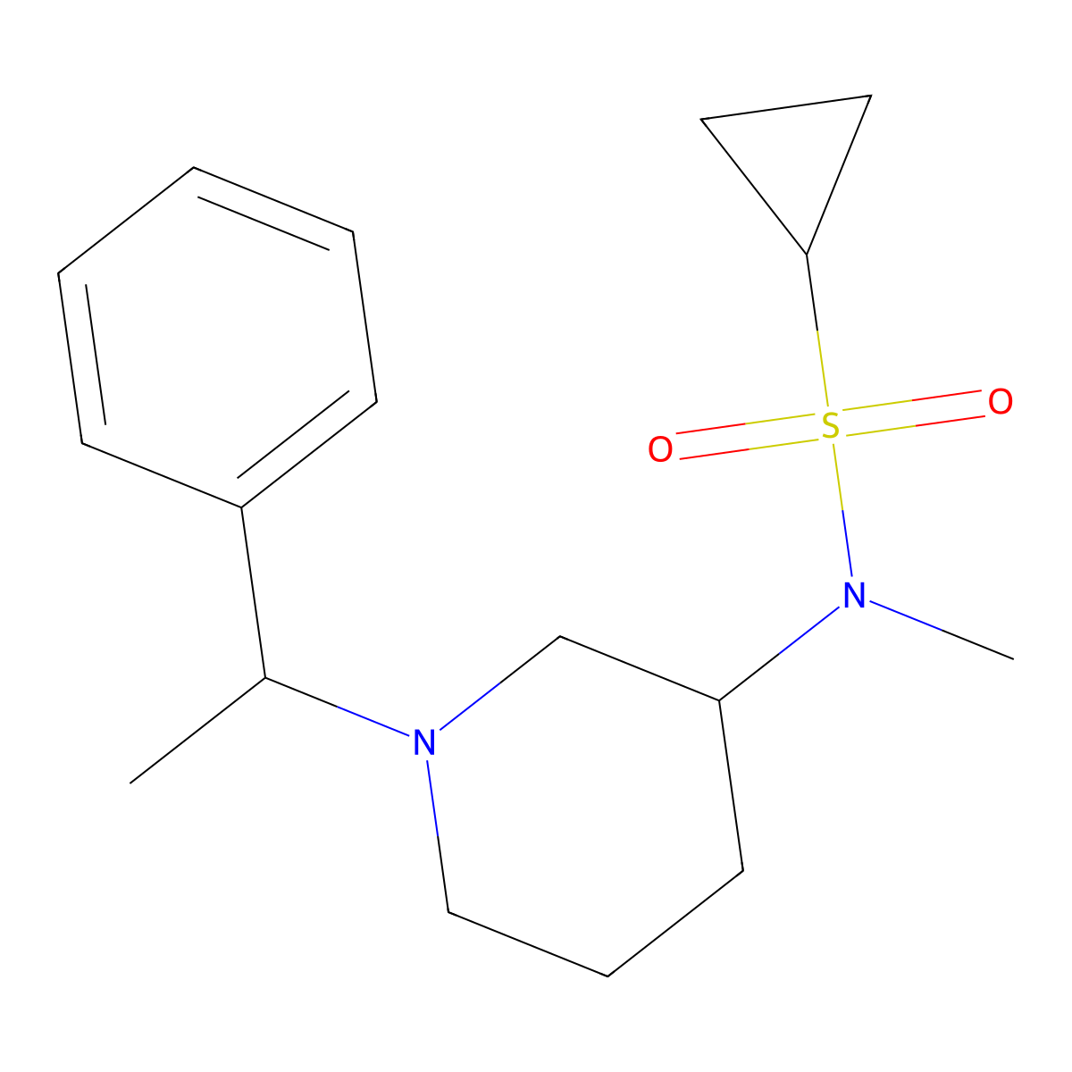 N-methyl-N-[1-(1-phenylethyl)piperidin-3-yl]cyclopropanesulfonamide molecular structure, CAS 2742069-02-7