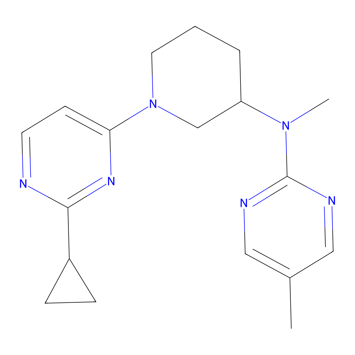N-[1-(2-cyclopropylpyrimidin-4-yl)piperidin-3-yl]-N,5-dimethylpyrimidin-2-amine molecular structure, CAS 2742069-03-8