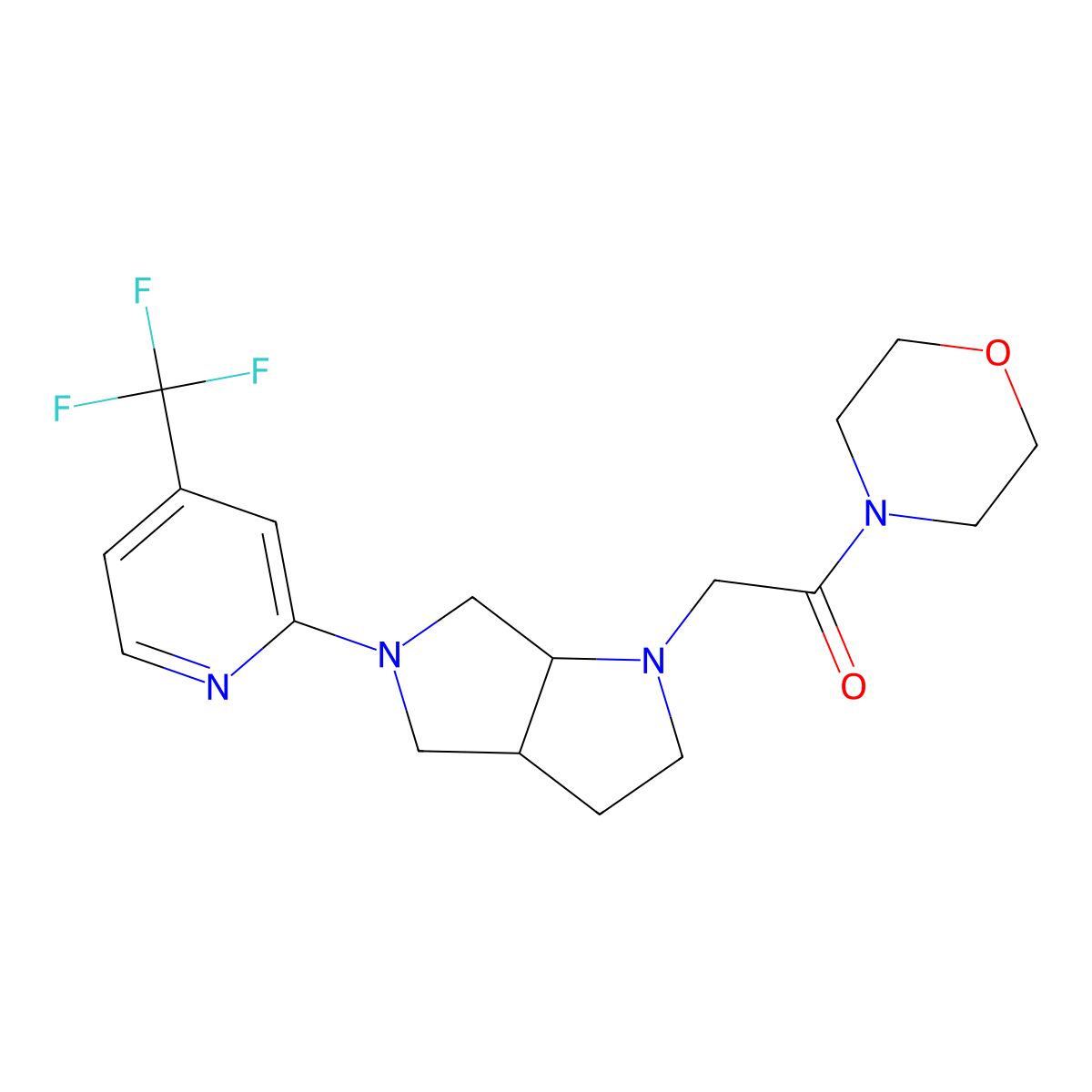 1-(Morpholin-4-yl)-2-{5-[4-(trifluoromethyl)pyridin-2-yl]-octahydropyrrolo[2,3-c]pyrrol-1-yl}ethan-1-one molecular structure, CAS 2742069-05-0