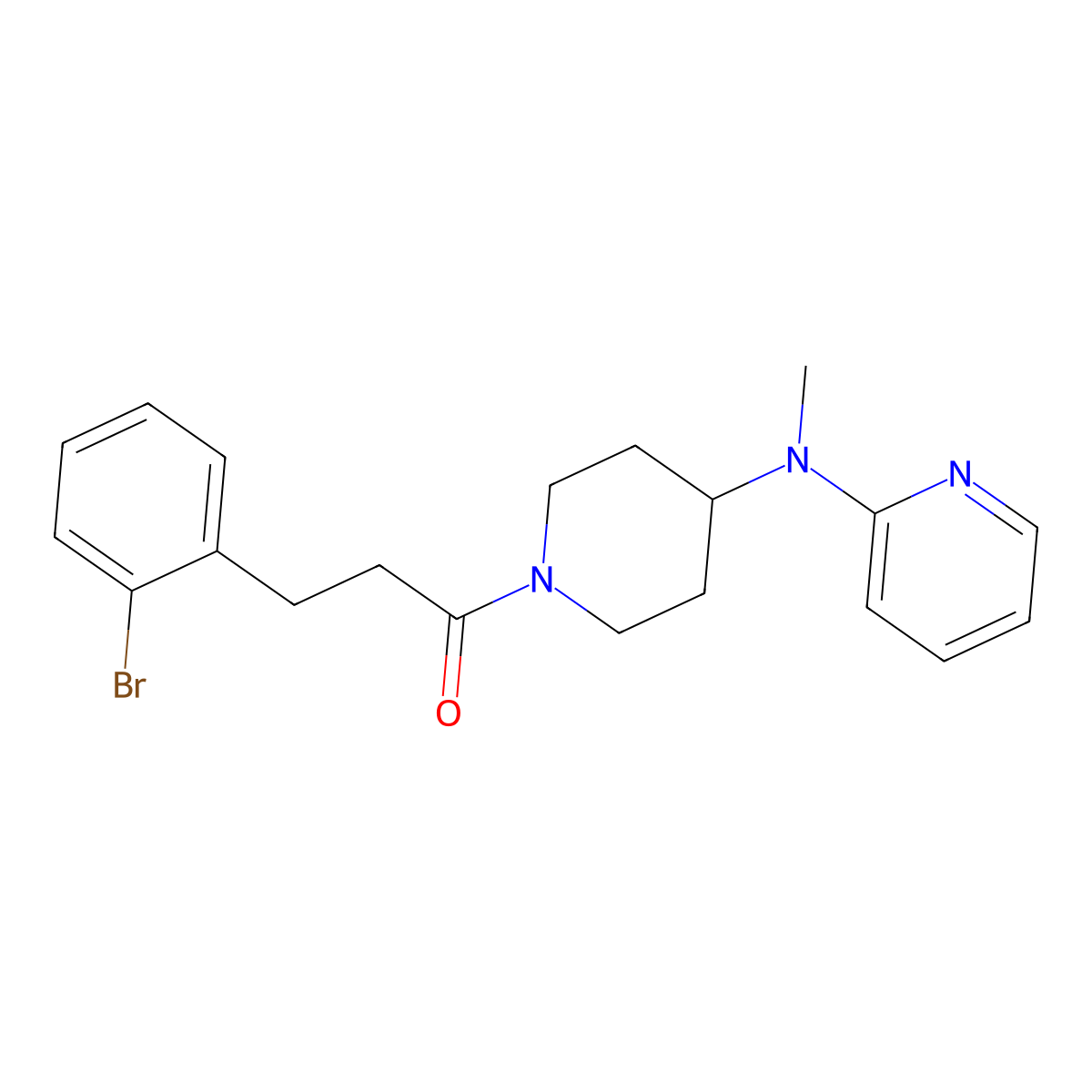 3-(2-Bromophenyl)-1-{4-[methyl(pyridin-2-yl)amino]piperidin-1-yl}propan-1-one molecular structure, CAS 2742069-06-1