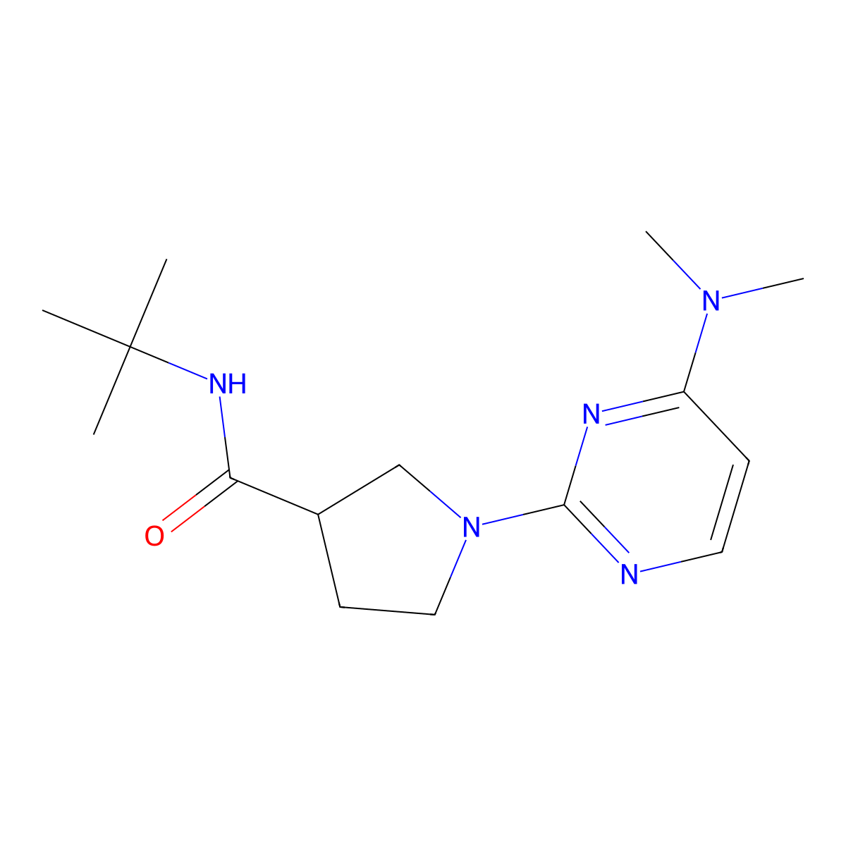 N-tert-butyl-1-[4-(dimethylamino)pyrimidin-2-yl]pyrrolidine-3-carboxamide molecular structure, CAS 2742069-08-3