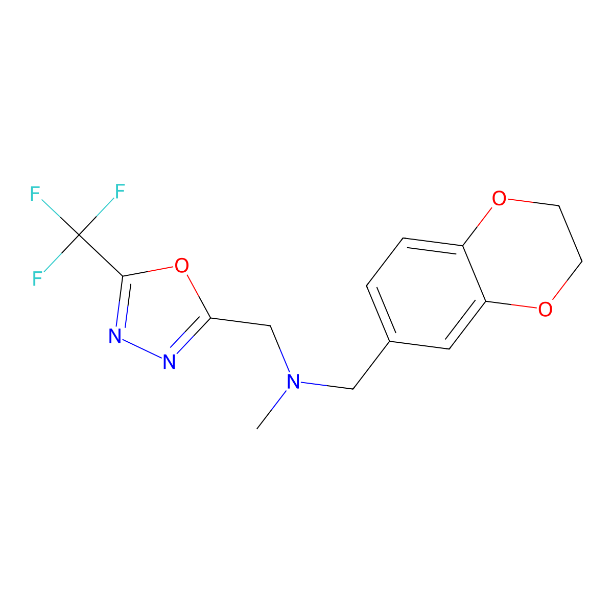 [(2,3-Dihydro-1,4-benzodioxin-6-yl)methyl](methyl){[5-(trifluoromethyl)-1,3,4-oxadiazol-2-yl]methyl}amine molecular structure, CAS 2742069-09-4