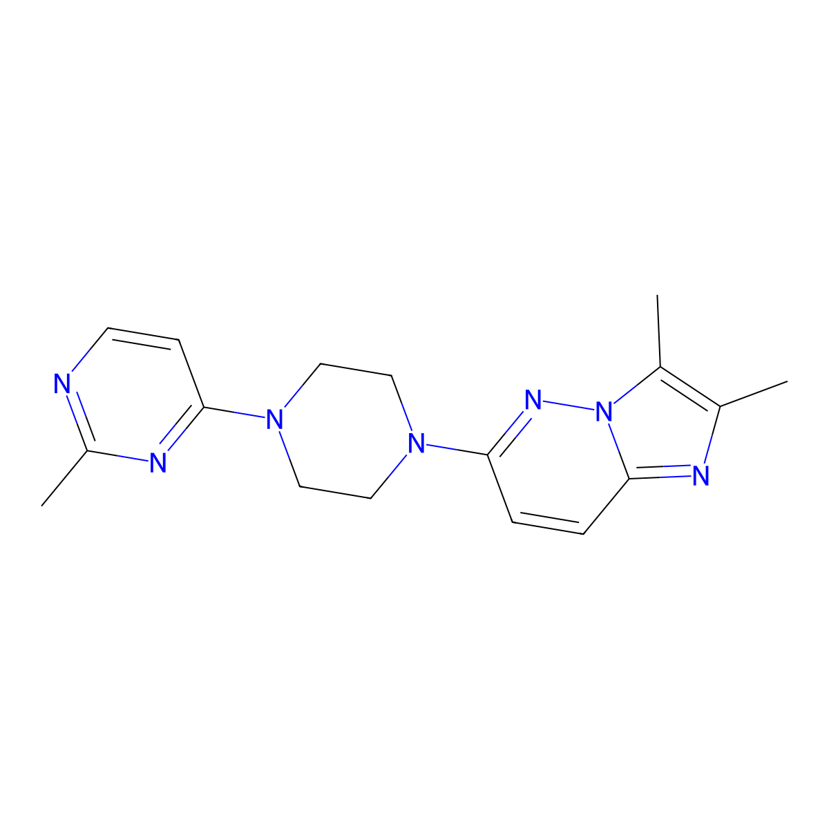 4-(4-{2,3-Dimethylimidazo[1,2-b]pyridazin-6-yl}piperazin-1-yl)-2-methylpyrimidine molecular structure, CAS 2742069-10-7