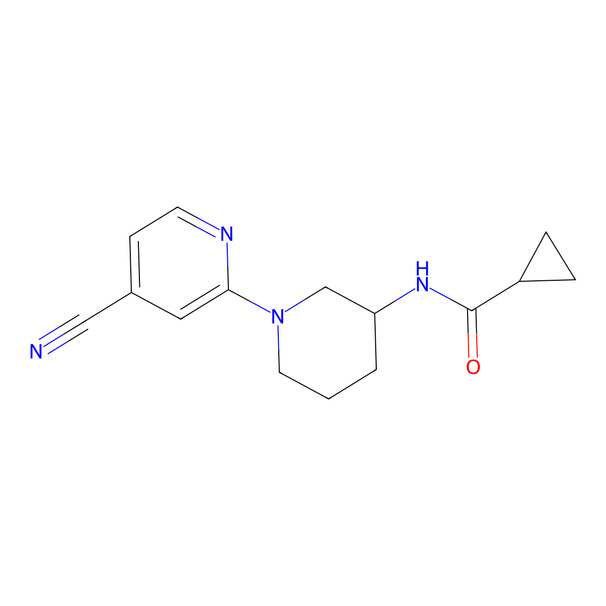 N-[1-(4-cyanopyridin-2-yl)piperidin-3-yl]cyclopropanecarboxamide molecular structure, CAS 2742069-12-9
