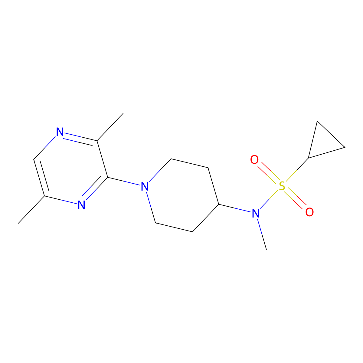 N-[1-(3,6-dimethylpyrazin-2-yl)piperidin-4-yl]-N-methylcyclopropanesulfonamide molecular structure, CAS 2742069-13-0