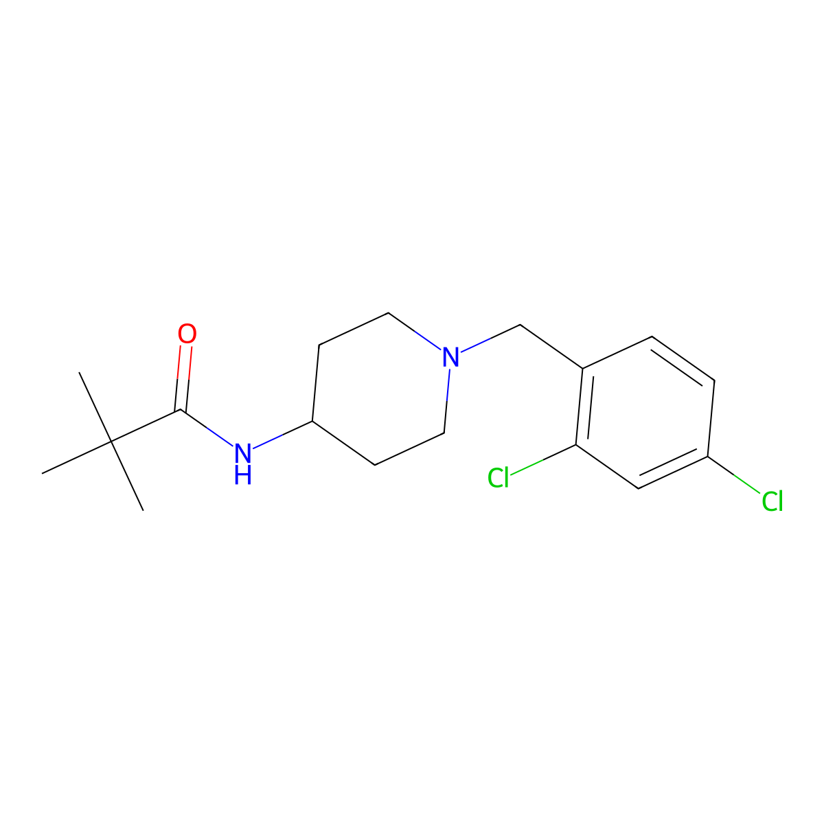 N-{1-[(2,4-dichlorophenyl)methyl]piperidin-4-yl}-2,2-dimethylpropanamide molecular structure, CAS 2742069-16-3