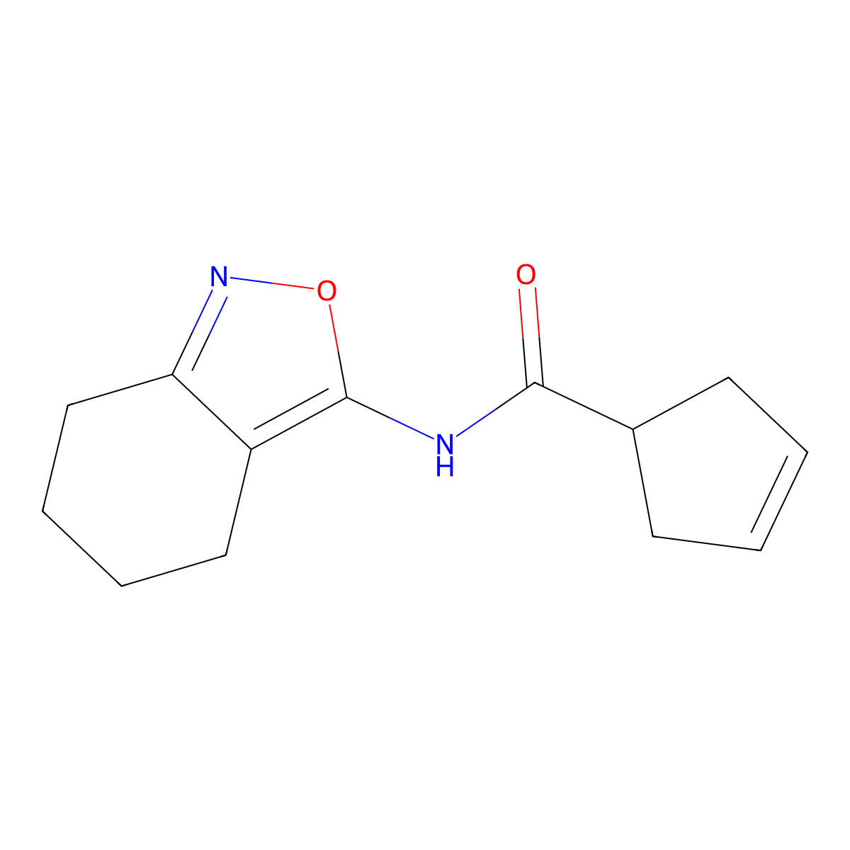 N-(4,5,6,7-tetrahydro-2,1-benzoxazol-3-yl)cyclopent-3-ene-1-carboxamide molecular structure, CAS 2742069-17-4