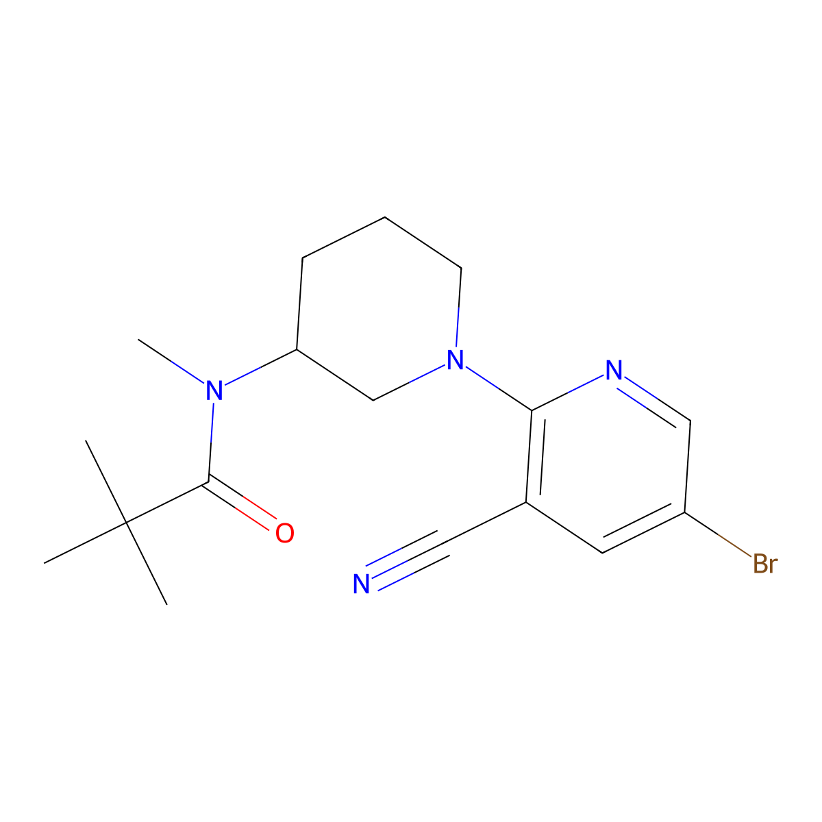 N-[1-(5-bromo-3-cyanopyridin-2-yl)piperidin-3-yl]-N,2,2-trimethylpropanamide molecular structure, CAS 2742069-18-5