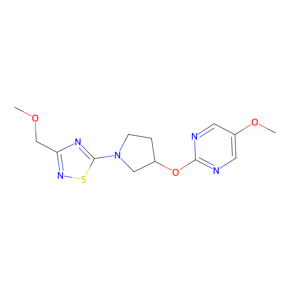 5-Methoxy-2-({1-[3-(methoxymethyl)-1,2,4-thiadiazol-5-yl]pyrrolidin-3-yl}oxy)pyrimidine molecular structure, CAS 2742069-20-9