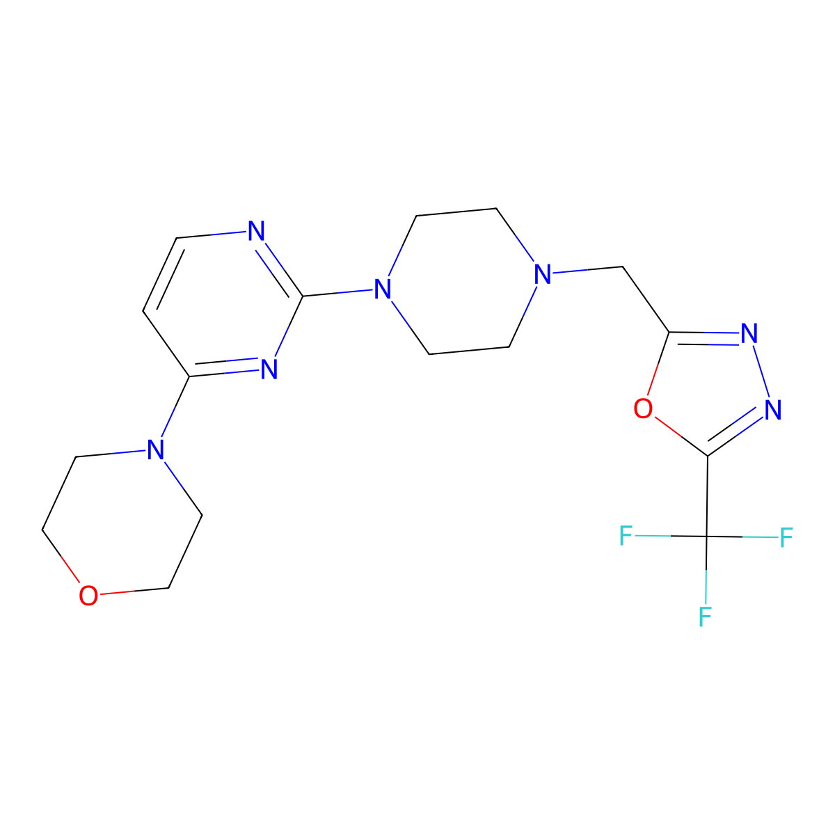 4-[2-(4-{[5-(Trifluoromethyl)-1,3,4-oxadiazol-2-yl]methyl}piperazin-1-yl)pyrimidin-4-yl]morpholine molecular structure, CAS 2742069-23-2
